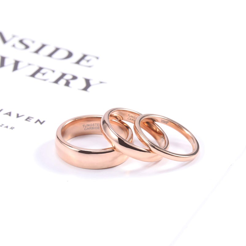 TRUMIUM 4mm Tungsten Wedding Ring Bands for Men Women Rose Gold Plated Dome Plain High Polish Size 7 - Image 4